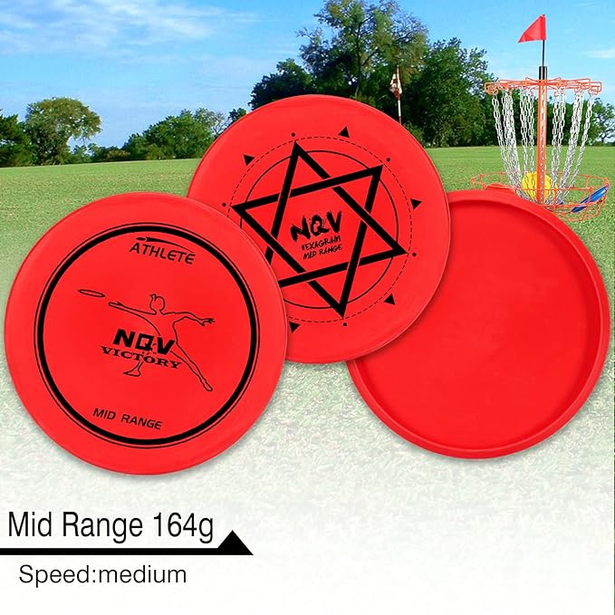 NQV Disc Golf Set with Bag,Disc Golf Beginner Set,6 Pack Flying Discs with Putters Drivers Mid Ranges+1 Disc Golf Bag for Beginners