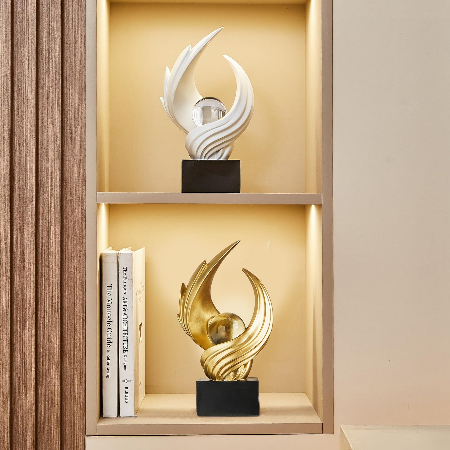XYQXYQ Abstract Art Sculpture, Resin Gold Decorative Statue, Modern White Ornaments for Living Room, Decorativas Modernas for Coffee Table, Entryway & Office Collectibles (Gold)