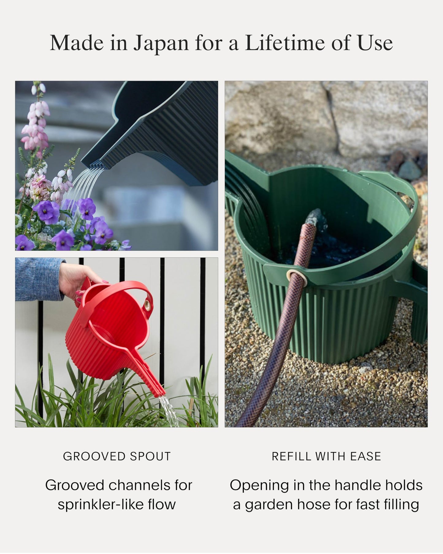 Hachiman Large Watering Can - 5 L Plant Watering Can with Widened Spout for Indoor and Outdoor Plants - Hands-Free Filling - 15" × 7.2" - White