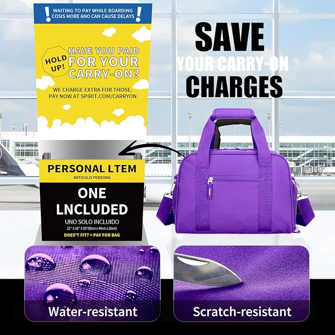 SeaRock 14 inch Small Gym Bag, Mini Duffel Bag for Women & Men, Carry On Lightweight for Travel Sport - Purple