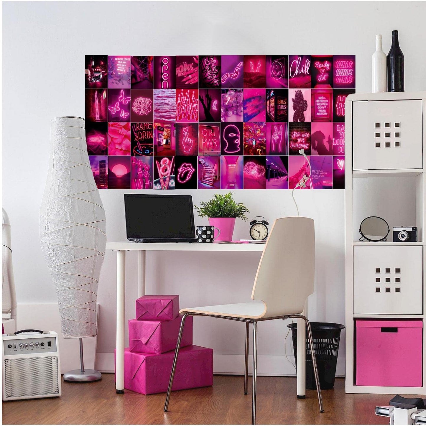 LCLAIDYDY 50 PCS Wall Collage Kit Aesthetic Pictures, Pink Neon Room Decor Posters for Room Aesthetic, Dorm Photo Wall Decor for Teen Girls, VSCO Girl Bedroom Decor (4x6 Inch)