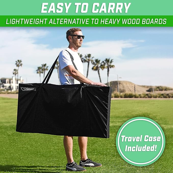 GoSports Portable Cornhole Sets, 8 Styles – Choose 4 x 2 ft or 3 x 2 ft - Boards Include 8 Bean Bags, Travel Case, and Game Rules