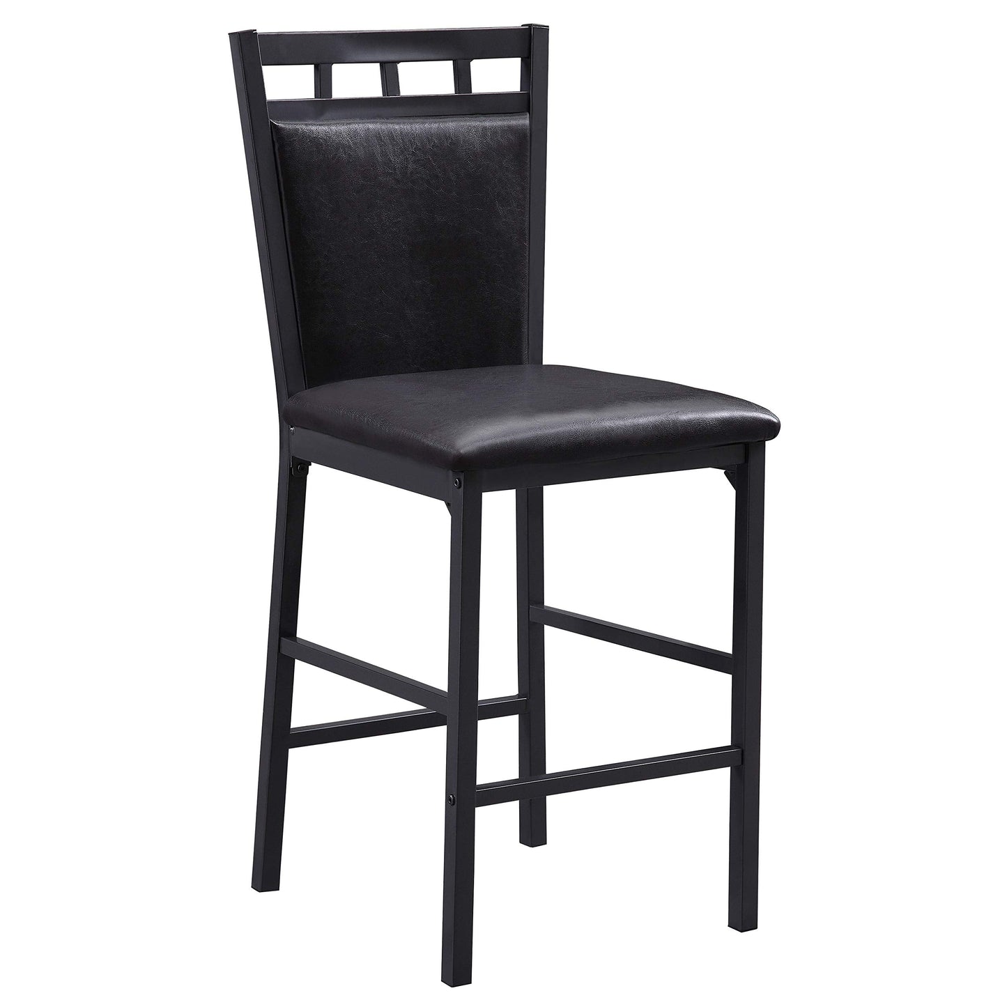 Lexicon Ellis 5-Piece Dining Table Set, Dining Room Table Set for 4, Counter Height Dining Table with 4 Metal Frame Chairs with Faux Leather Seats for Kitchen, Bar, Breakfast Nook, Small Space, Black