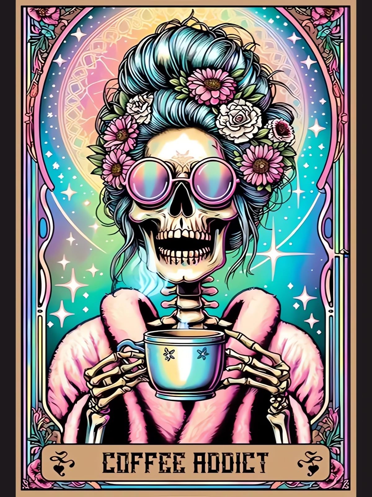 Skull Diamond Art Kits for Adults, Tarot 5D Diamond Painting Kits for Adults, DIY Gem Painting, Crafts for Adults, Dimond Art Paintings Kit, Full Drill Diamond Dot for Home Wall Decor 12 X 16 Inch