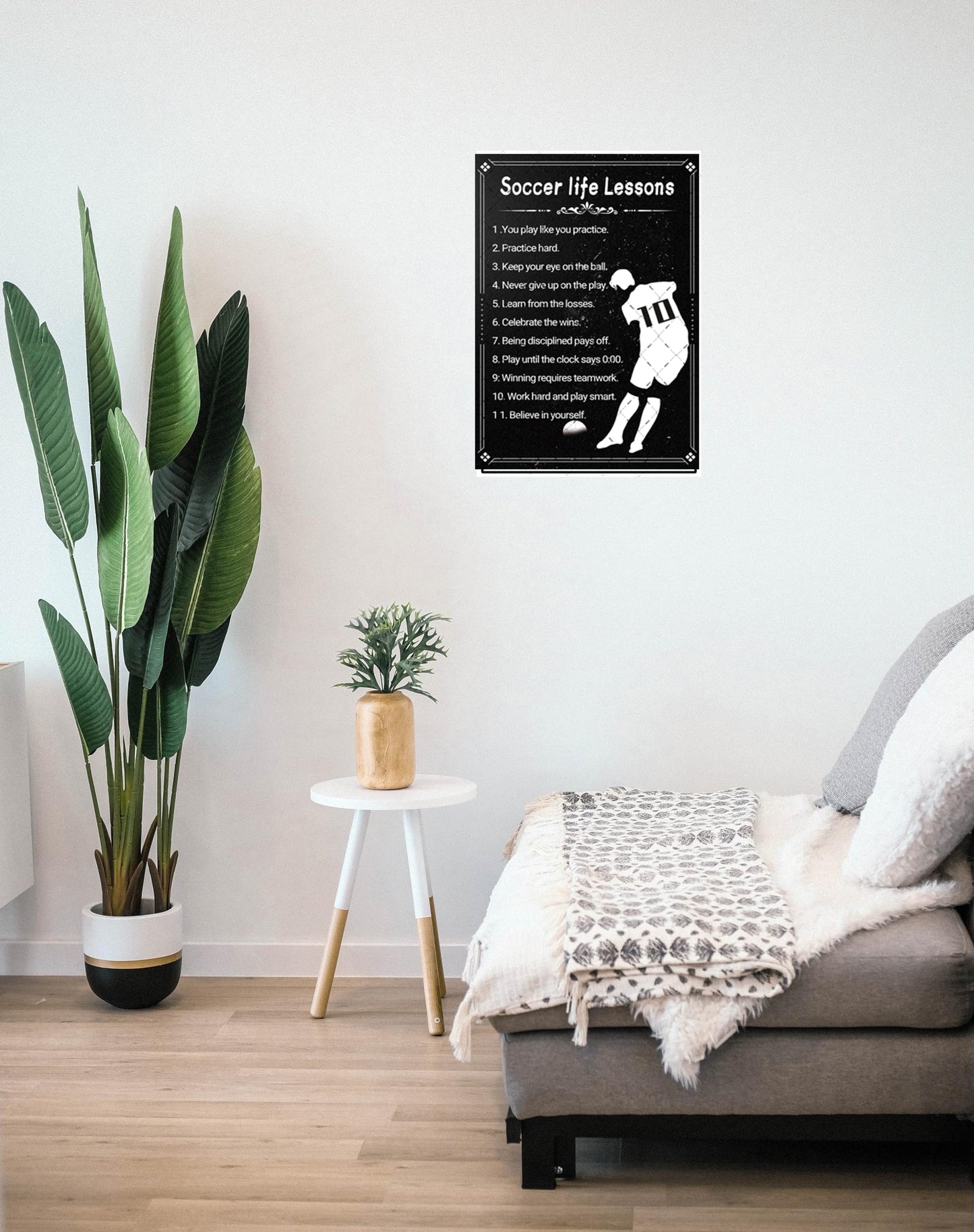 EMOHAT Soccer Life Lessons Metal Tin Sign - Inspirational Wall Art - Retro Decorations - Motivational Quotes for Soccer Lovers - 12x8 Inches