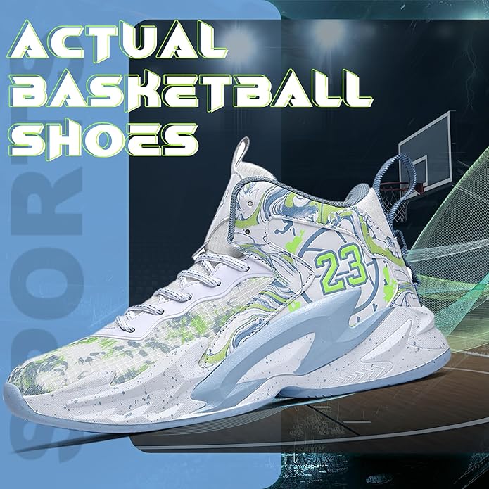 Men's Basketball Shoes Breathable Anti Slip Fashionable Graffiti Training Shoes Outdoor Shoes