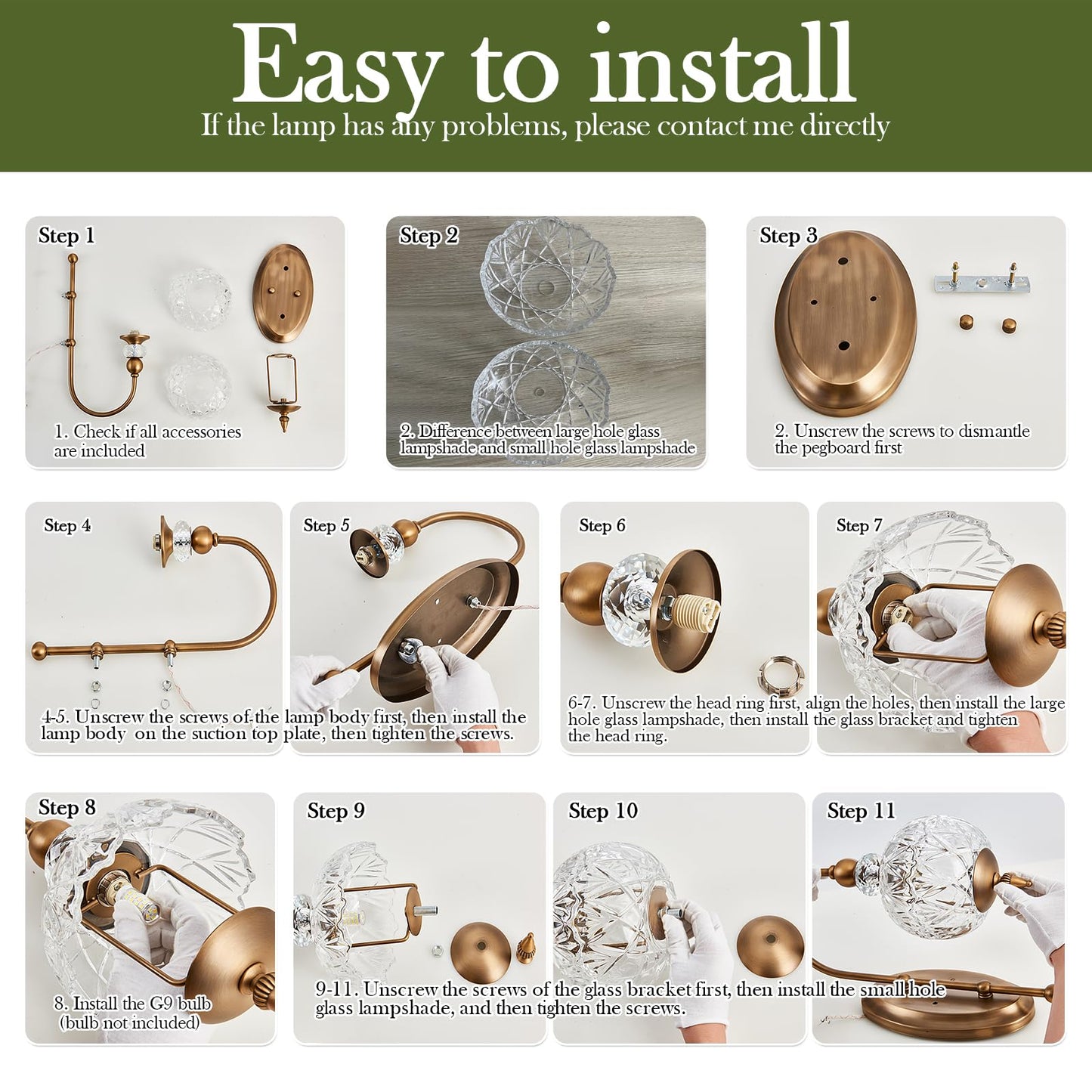 Piepooye Vintage Gold Wall Sconce with Glass Globe Shade Mid Century Brushed Brass G9 Bulb Vanity Light Indoor Wall Light for Bathroom Farmhouse Bedroom Living Room Hallway