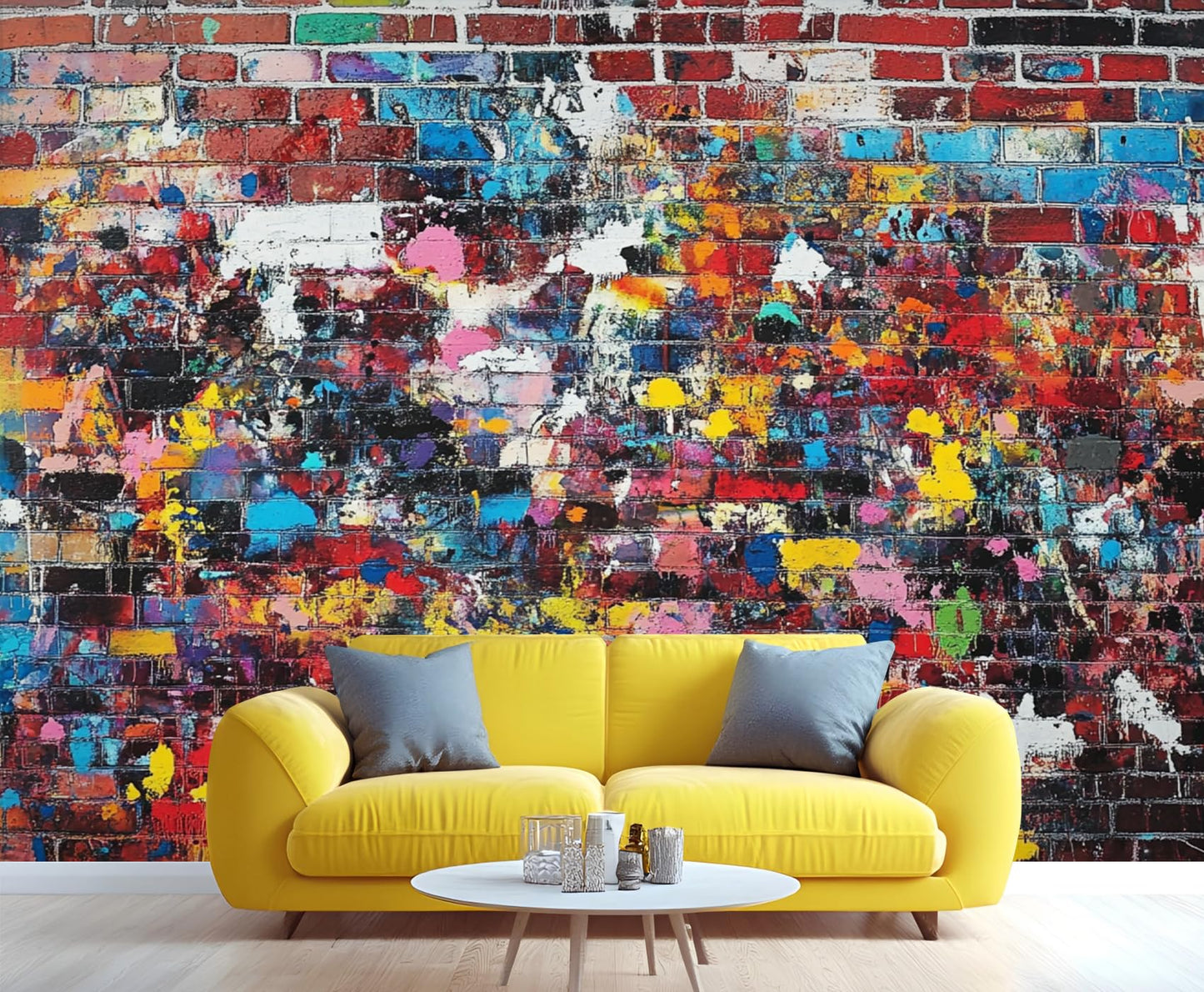 Imitation Brick Graffiti Wallpaper Mural, Cool Graffiti Photo Wall Mural, Wall Stickers Wallpaper for Teen Boys Bedroom Living Room TV Background Hotel Bar Decor - 98.4" W x 68.9" H