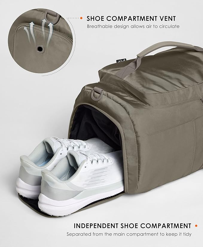 Gym Bag for Women Workout Gym Backpack with Shoe Compartment Sports Duffel Bag Multiple Pockets 30L (Grey Sage)