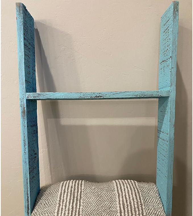 BarnwoodUSA Reclaimed Wood Bookcase Ladder (5 Foot, Turquoise)