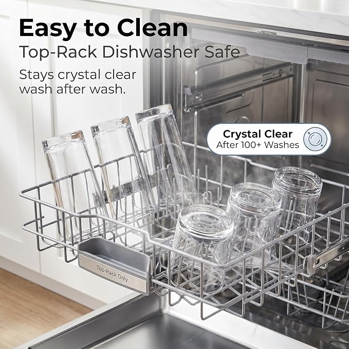 Plastic Drinking Glasses Set of 8, 14oz Rocks & 20oz Water Cups, Unbreakable Plastic Glasses Drinkware, Clear Kitchen Tumblers for Home & Outdoors, Reusable , BPA-Free, Top-Rack Dishwasher Safe