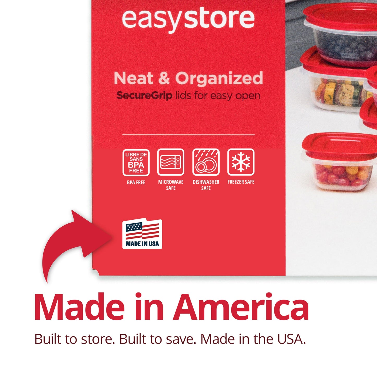 Rubbermaid EasyStore Containers, 44-Piece Set, Food Storage Containers with Lids