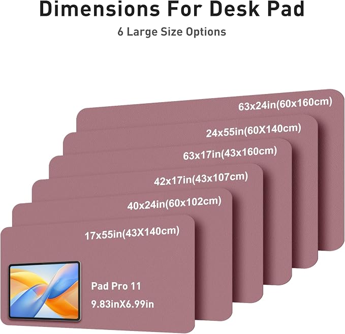 Aothia Faux Leather Desk Mat - Large Mouse Pad, Non-Slip PU Leather Blotter, Waterproof Writing Surface for Office and Home (Dark Pink, 40" x 24")