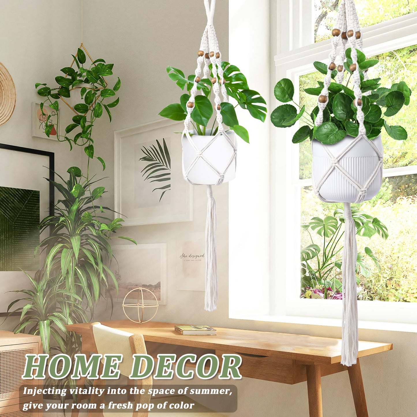 Chonsun Hanging Planters for Indoor Plants 3 PCS Wall Plant Hangers Macrame Wall Hanging Outside Garden Decor
