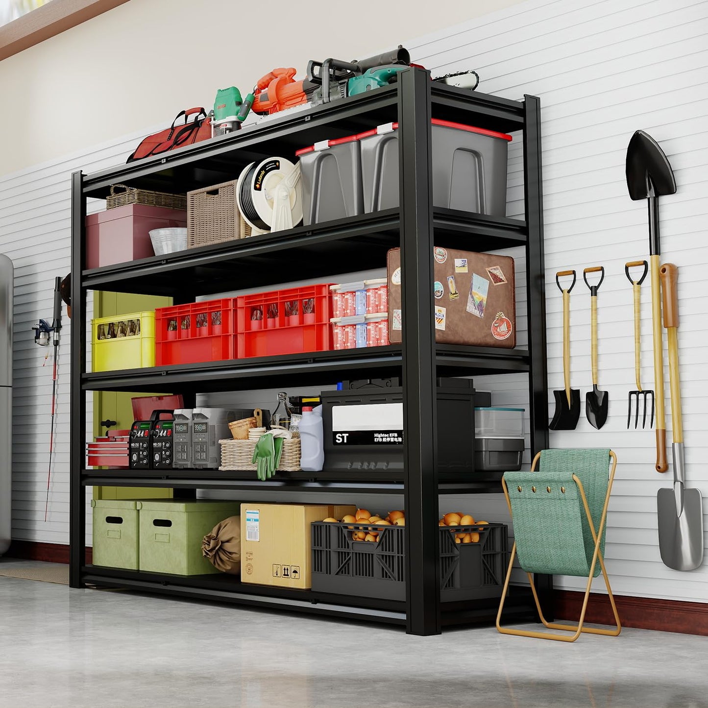 KIFDYTH 83" H Storage Shelves Heavy Duty, 3500 LBS Garage Shelving, 5 Tier Adjustable Metal Garage Shelving Units, 83" H*55" W*23.12" D, for Garage Storage, Warehouses, Basement (83H*55W*23.12D)
