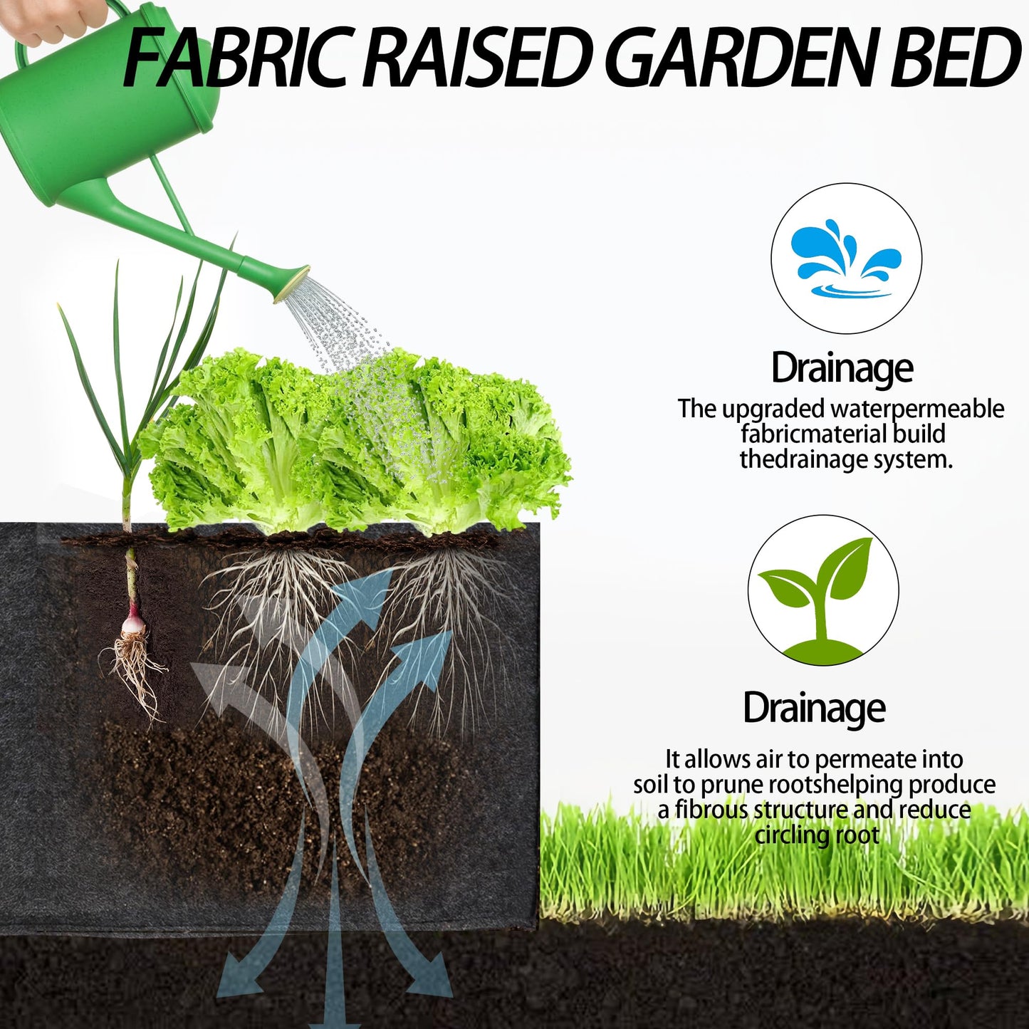 FVOTNW 1-Pack 6 Grids Fabric Grow Bags, 3x2x1ft Thickened 400G Nonwoven Fabric Raised Garden Beds with Handles - Indoor Outdoor Planters for Vegetables, Herbs, Flowers