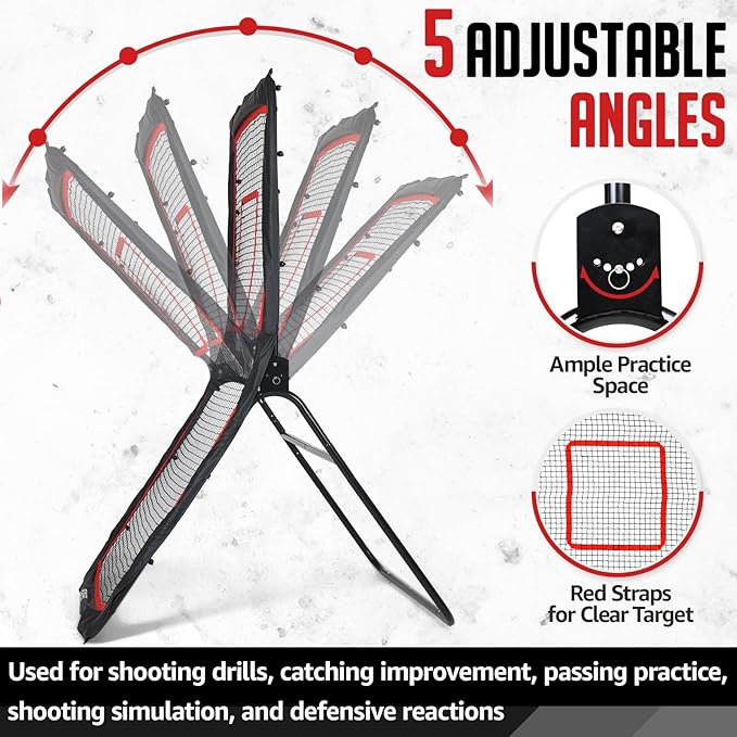 Lacrosse Rebounder, 4x7FT/4x6FT Lacrosse Rebound for Backyard with 5 Rebound Angles, Target Strip, Bounce Back Net Perfect for Lax Baseball Volleyball & Soccer Practice