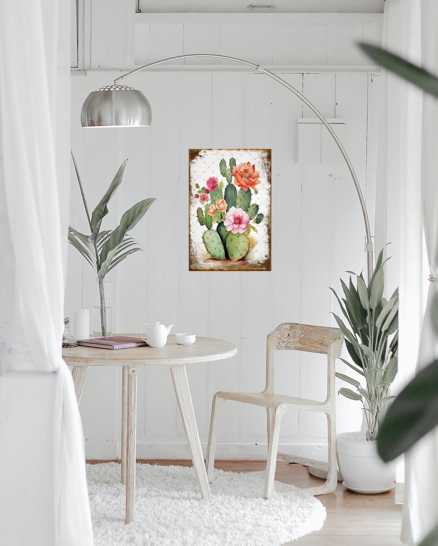 EMOHAT Succulent Bouquet Cactus Flowers Metal Tin Sign Green Leaves Decoration Botanical Cacti Floral Plants Retro Decor Poster Wall Art for Bedroom Backyard Yard Living Room 12x8 Inches
