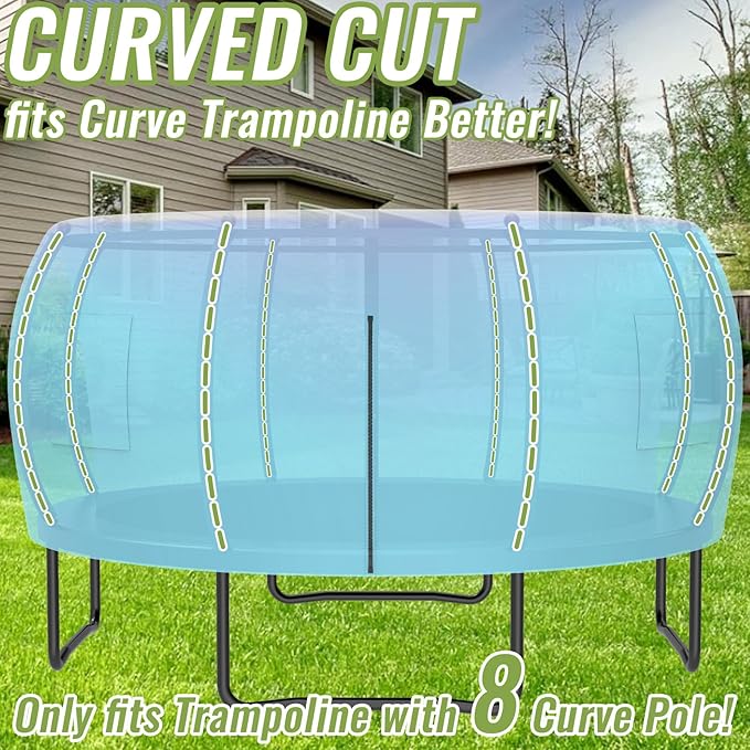 Gardenature 10FT/12FT/14FT Trampoline Tent(Tent Only), Fit Round Trampolines, Shade Cover with LED Light, Outdoor Trampolien Accessories, Anti-Tear