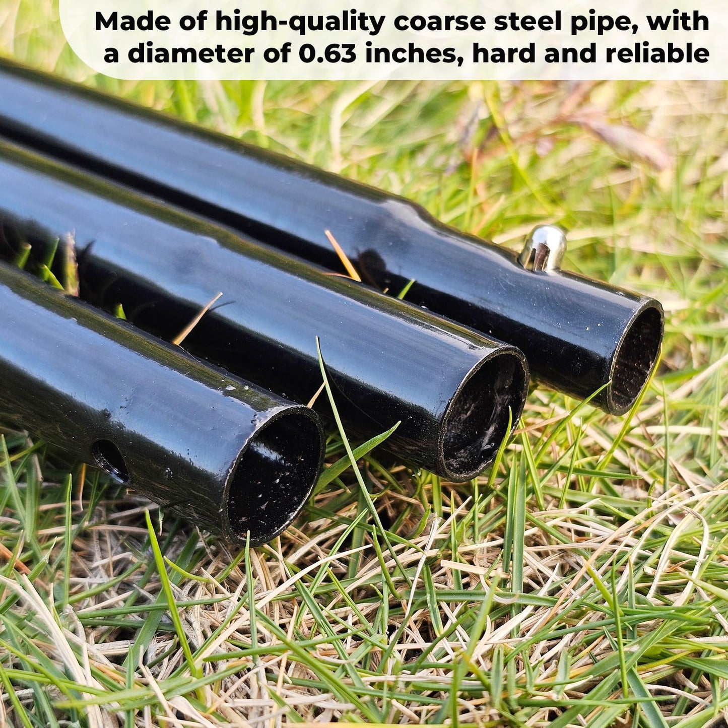 JPOIP 72 Inch Garden Stake Netting Support, Black Heavy Duty Powder Coated Steel Frame for Garden Fencing, Plant & Crop Protection from Wildlife (6 Sets)