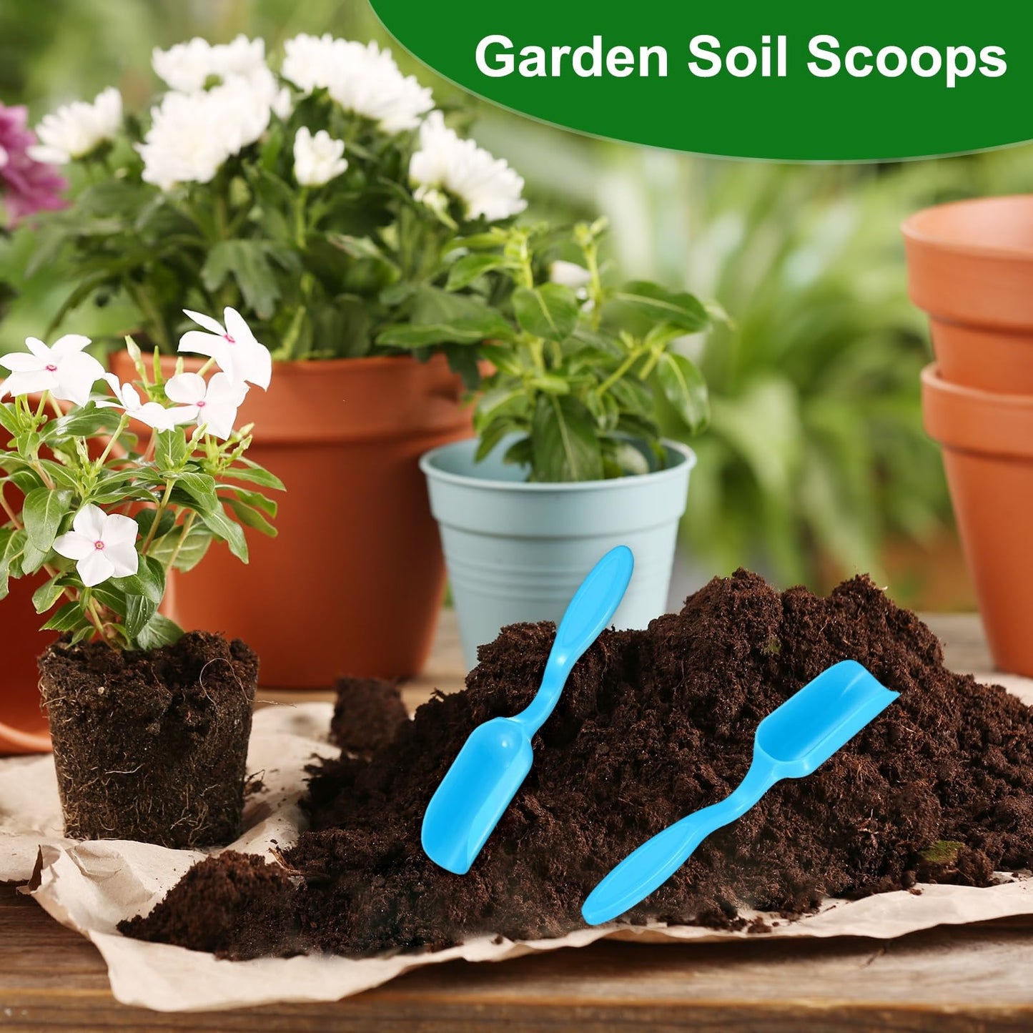 M METERXITY 10-Pack Mini Gardening Shovel Spoons, Plastic Garden Soil Scoops for Cultivation Digging Transplanting/Flower Planting/Plant Succulent, Colorful Small Gardening Tools [Blue]