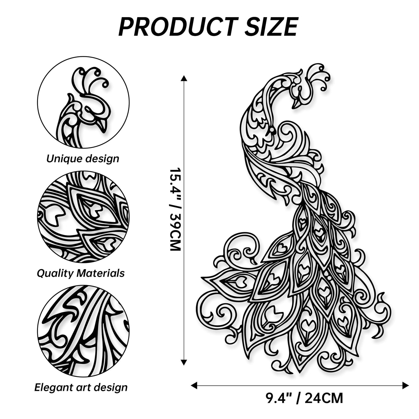 Xedatric Peacock Wall Decor,Elegant Metal Peacock Wall Art,Nature-Inspired Bird Wall Sculpture, Modern Home Decor Unique Gift for Bird Lovers