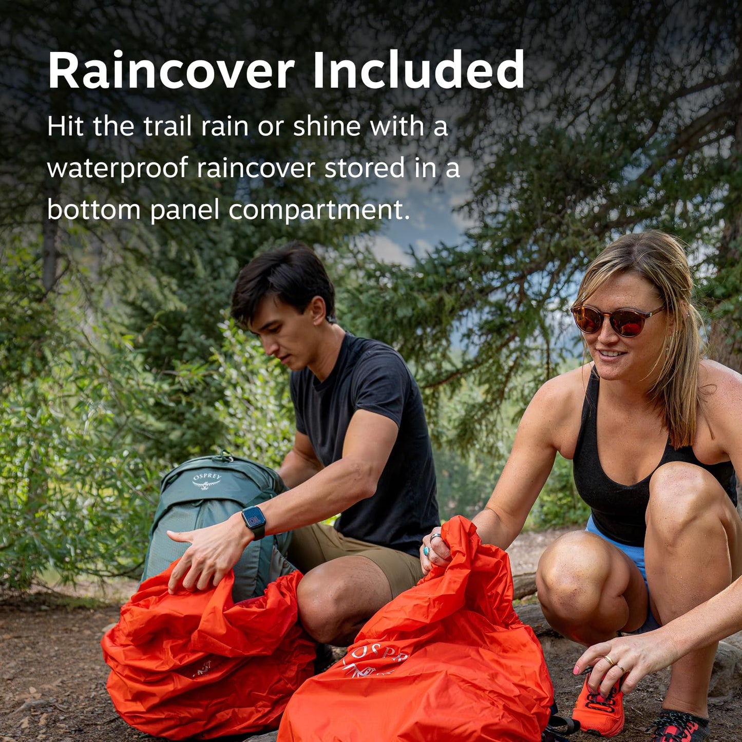 Osprey Stratos 34L Men's Hiking Backpack - Camping Bag with Waterproof Raincover, Bottle Pockets, & Gear Straps, Raven Black