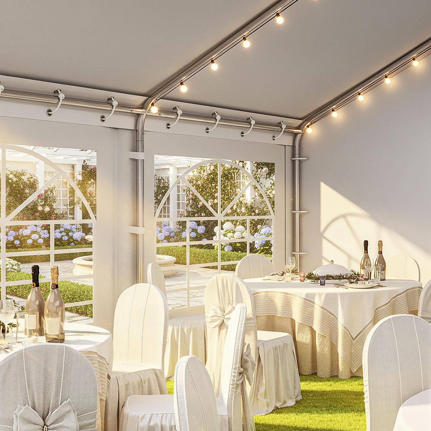 DWVO 20x30ft Party Tent Outdoor Heavy Duty Wedding Event Shelters Galvanized Canopy with Upgraded Large Roof, 2 Storage Bags, Removable PVC Sidewalls, White