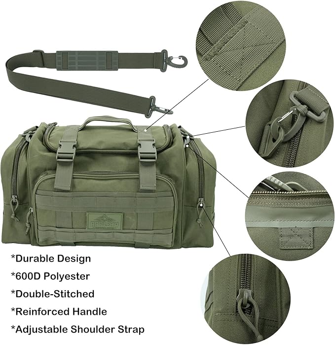 Duffel Bag – Heavy Duty Tactical Gym Bag for Men, Splashwater-Proof Weekender Travel Bag for Basketball, Football, Soccer, Hiking, and Hunting (Dark Green)