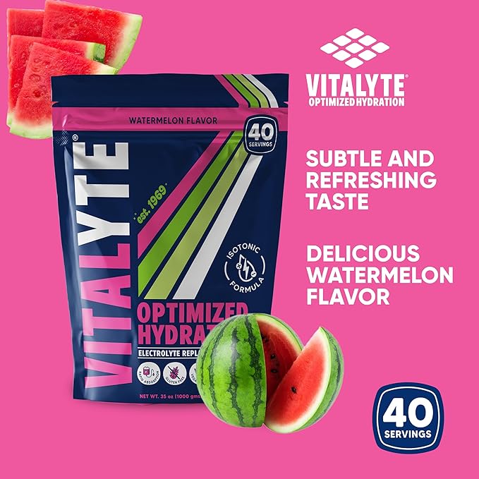 Vitalyte Electrolyte Powder Drink Mix, Isotonic Electrolyte Hydration Mix, Case Pack (6 Pack, Watermelon)