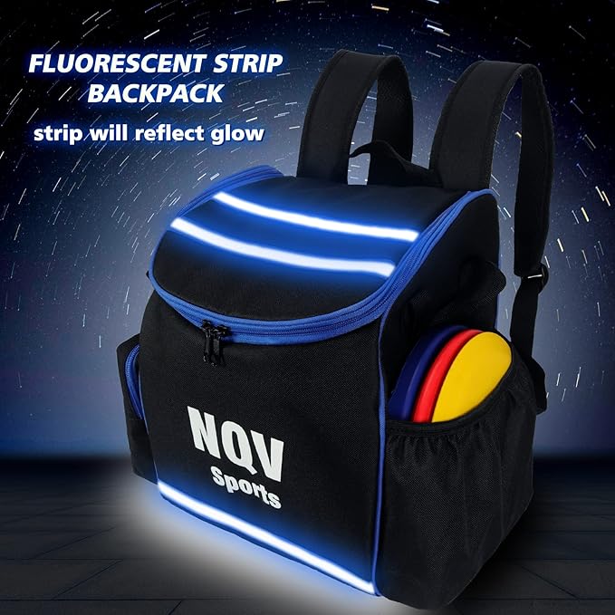 NQV Disc Golf Set with Backpack,Disc Golf Beginner Set,12 Pack Flying Discs with Putters Drivers Mid Ranges+1 Blue Disc Golf Bag Fluorescent Portable Outdoor Indoor