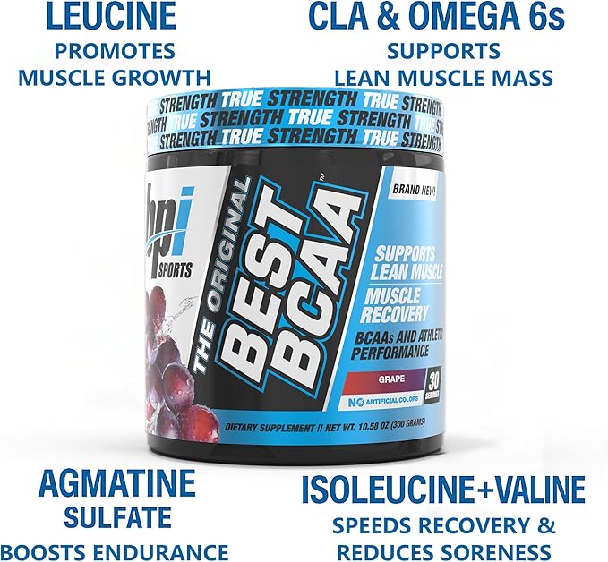 BPI Sports Best BCAA Powder - Muscle Recovery Support - Branched Chain Amino Acids | Building Blocks of Protein and Muscle - Post Workout Recovery ??Hydration - Grape, 30 Servings