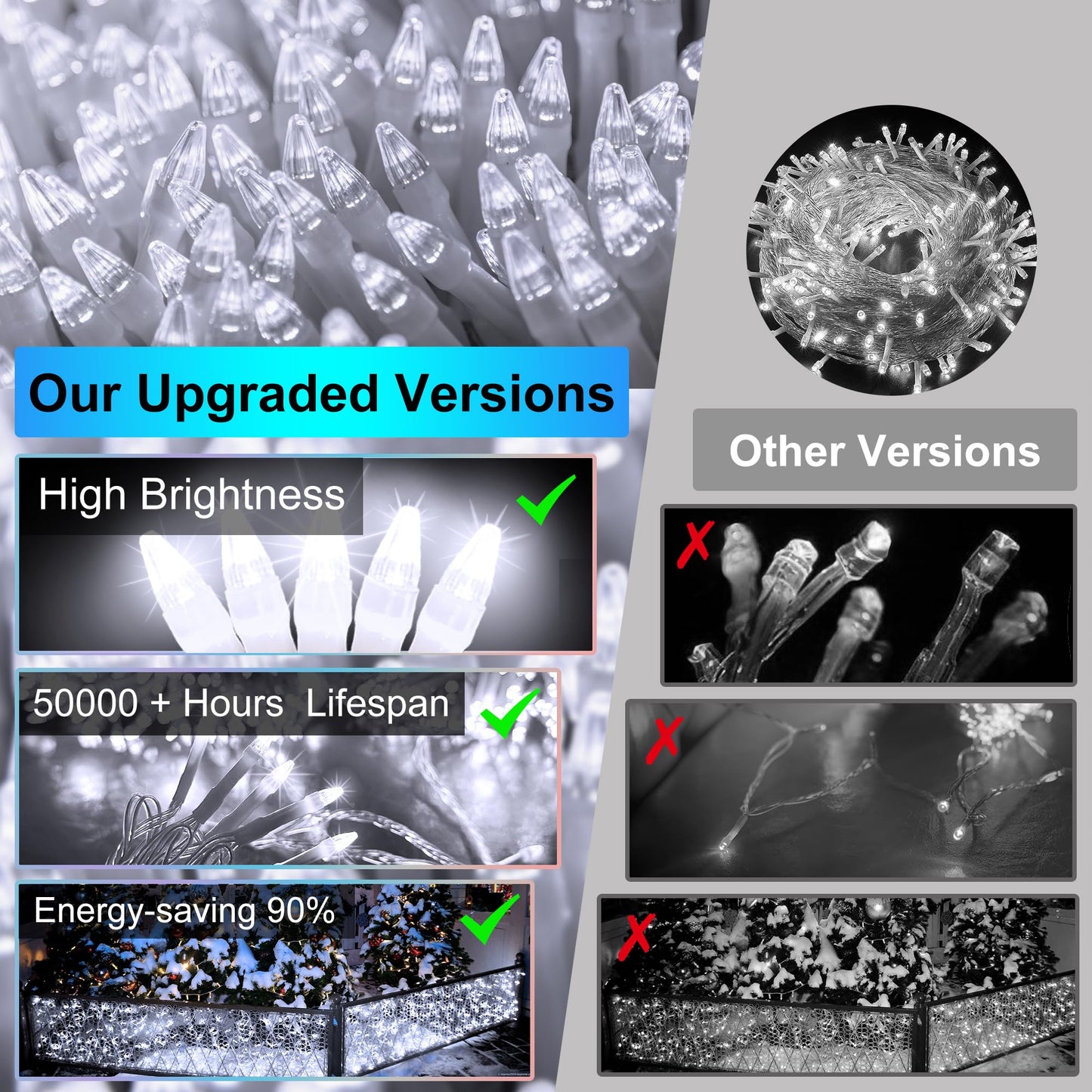 1332 LED 132FT Christmas Lights with 296 Drops, 12 Modes Dimmable Cool White Outdoor Hanging Lights with Timer Memory, Waterproof Curtain Lights for Home Bedroom Indoor Tree Window Roof Fence Wedding