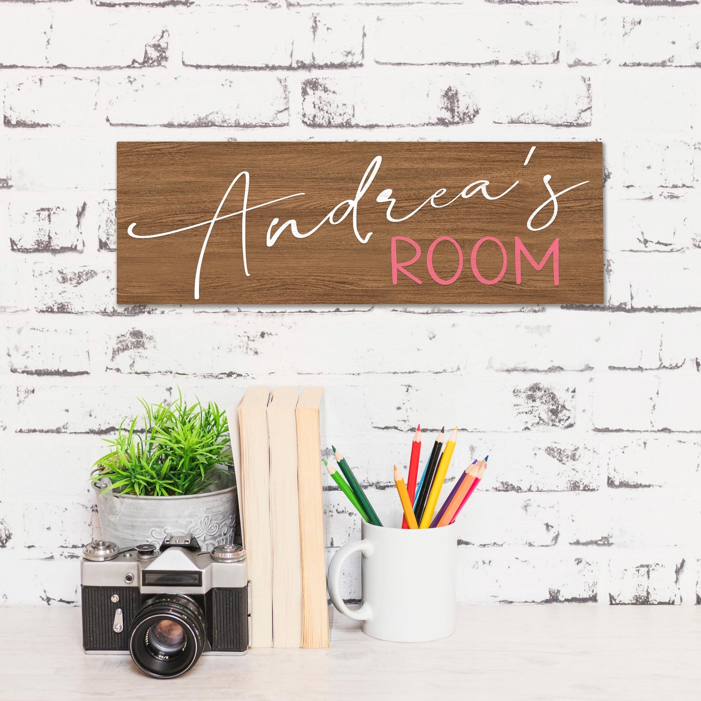 Custom Wood Signs, Personalized Rustic Sign - 3.5" x 10" with 10 Changeable Backgrounds, Fonts & Colors