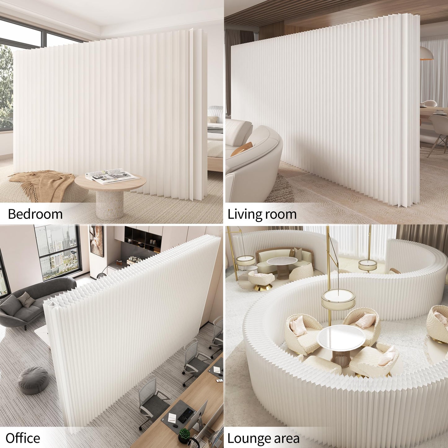 Paper Room Divider, Folding Privacy Screen Lightweight Stretchable Accordion Room Divider Wall, Portable Paper Wall Divide for Home, Office, Clothing Shop (White, L：118in x W: 17in x H：71in)