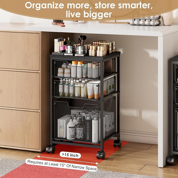 Sbanmao Rolling Storage Cart with 1L+2S Drawers, Mobile File Cabinet, Hanging File Folder Organizer, Printer Stand Utility Cart Filing Cabinet, Craft Art Organizer Cart for Classroom, Office, Home