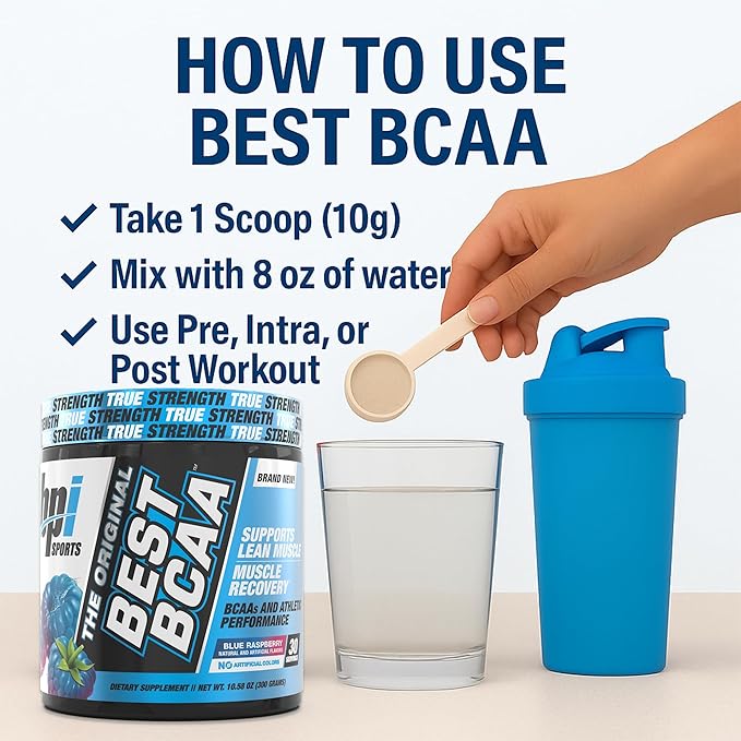 BPI Sports Best BCAA Powder - Muscle Recovery Support - Branched Chain Amino Acids | Building Blocks of Protein and Muscle - Post Workout Recovery ??Hydration - Blue Raspberry, 30 Servings