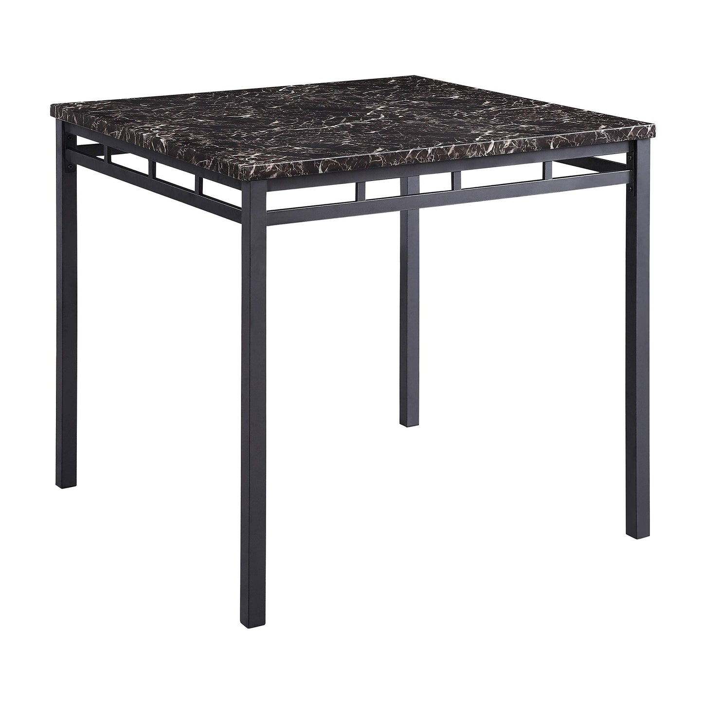 Lexicon Ellis 5-Piece Dining Table Set, Dining Room Table Set for 4, Counter Height Dining Table with 4 Metal Frame Chairs with Faux Leather Seats for Kitchen, Bar, Breakfast Nook, Small Space, Black