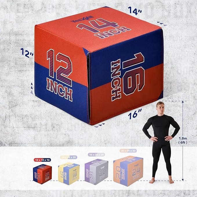 Yes4All 3-in-1 Soft-Padded Plyo Box With Wooden Core, Non-Slip Multi-Use Cushioned Plyometric Jump Box with Vinyl Cover for Jumping, Conditioning, Strength Training