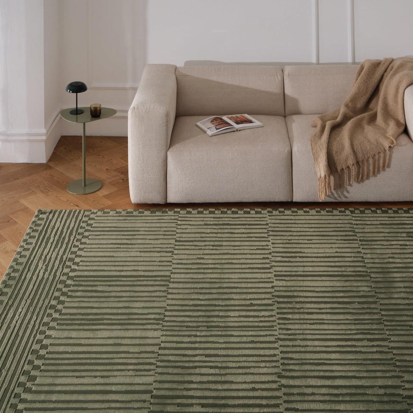 Revival Rugs Soloba 8'x10' Area Rugs for Living Room Bedroom Dining Room - Washable, 100% Recycled, Oeko-TEX Certified, Modern, Medium Pile, Green