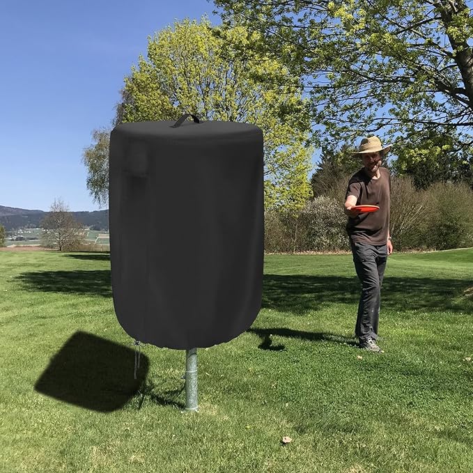 Disc Golf Basket Cover Outdoor Waterproof Chain Universal Flying Disc Golf Practice Basket Covers Dustproof Anti-UV 26" D x 35" H Black