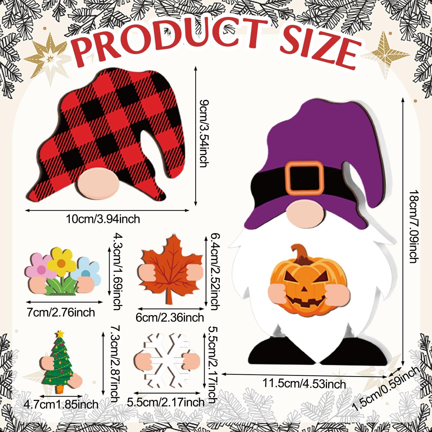 37 Pcs Interchangeable Wooden Decor DIY Holiday Seasonal Table Decoration with 24 Magnet and 12 Detachable Hats for Summer Home Graduation Gifts(Cute)