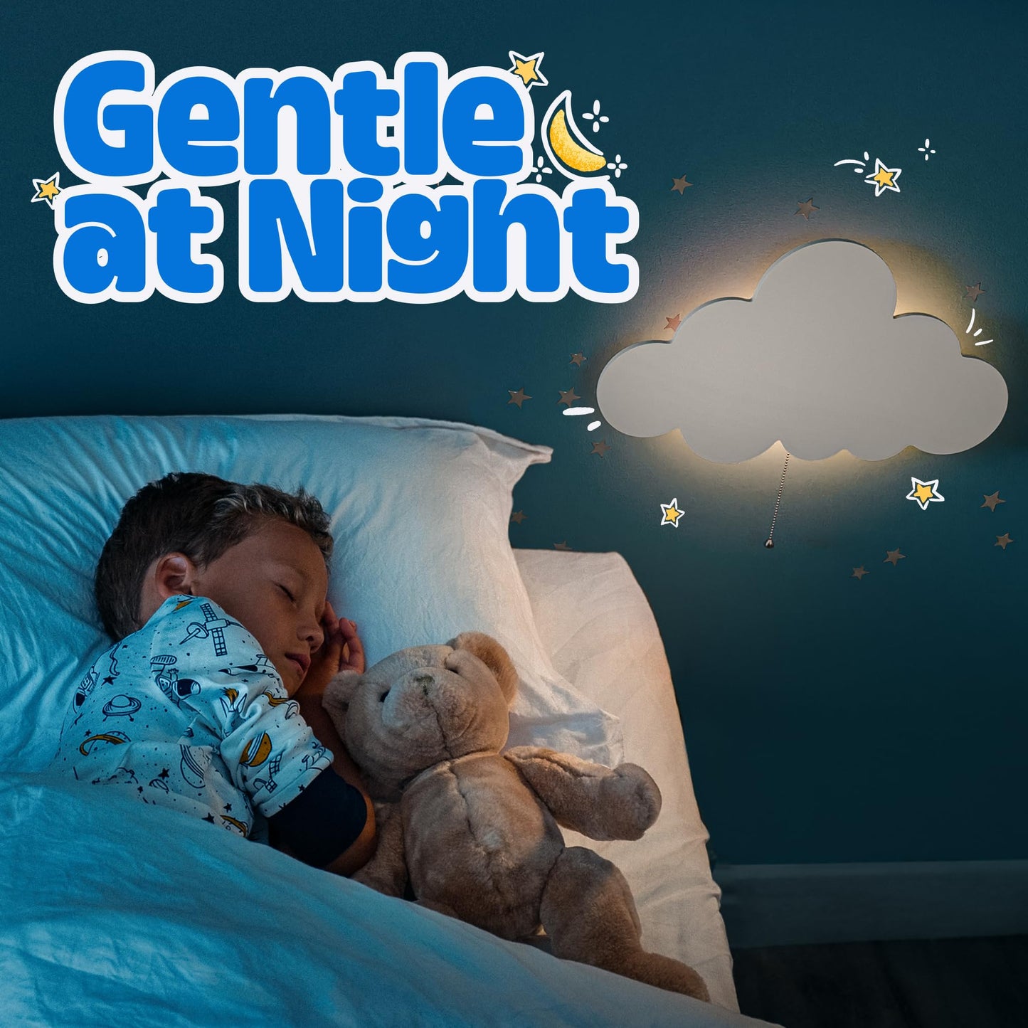 Tip perk 2 Pack Cloud Light - Floating Cloud Wall Lamp for Nursery | Cute Floating Lamp for Kids Bedroom | Battery-Operated Hanging Night Lights for Bedroom/Baby Nursery