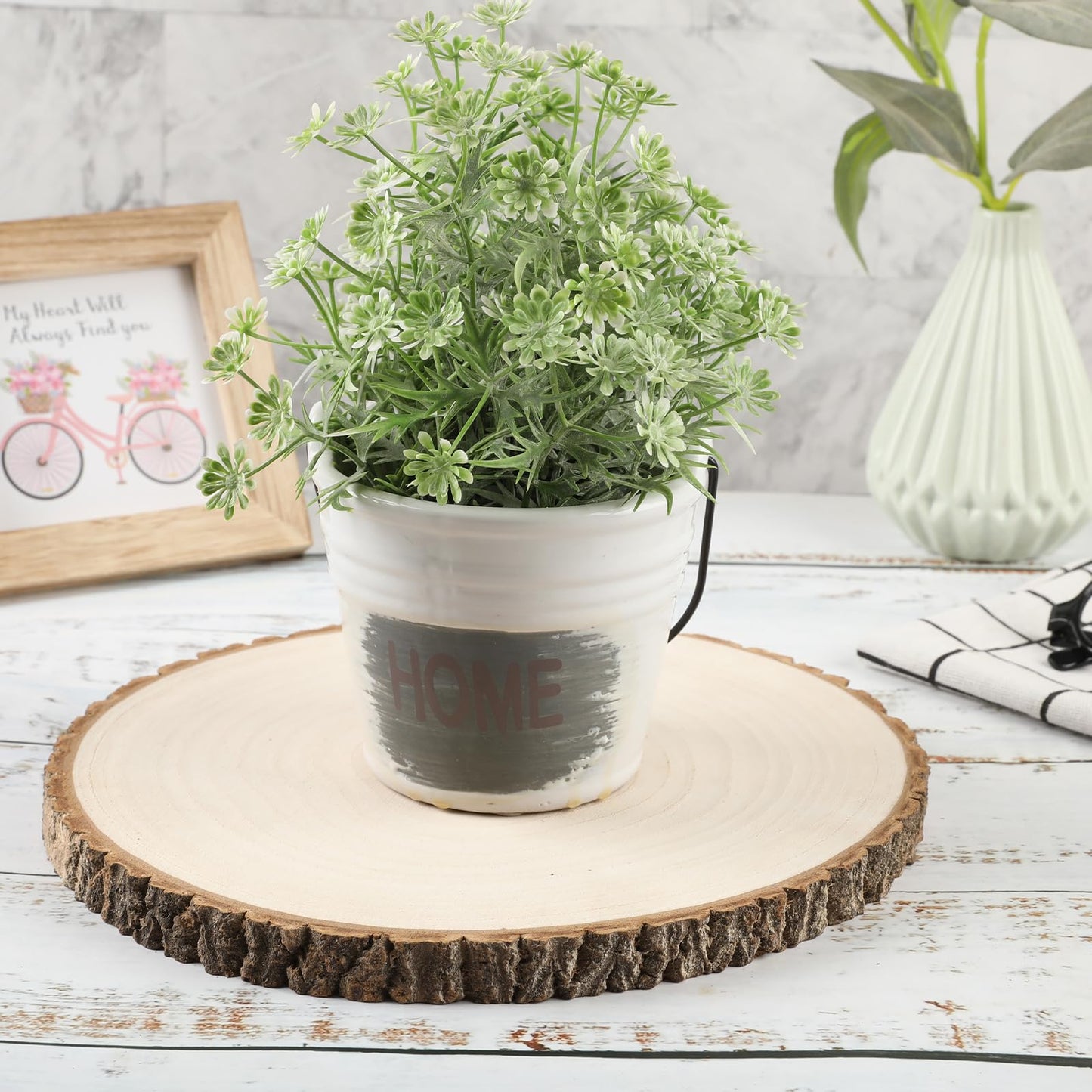 10 pcs Large Wood Slices for Centerpieces 9-10 inches Wood Rounds for Tables Decor Rustic Wood Circles for DIY Crafts and Wedding Decor Round Wooden Discs Wood Slice Ornaments