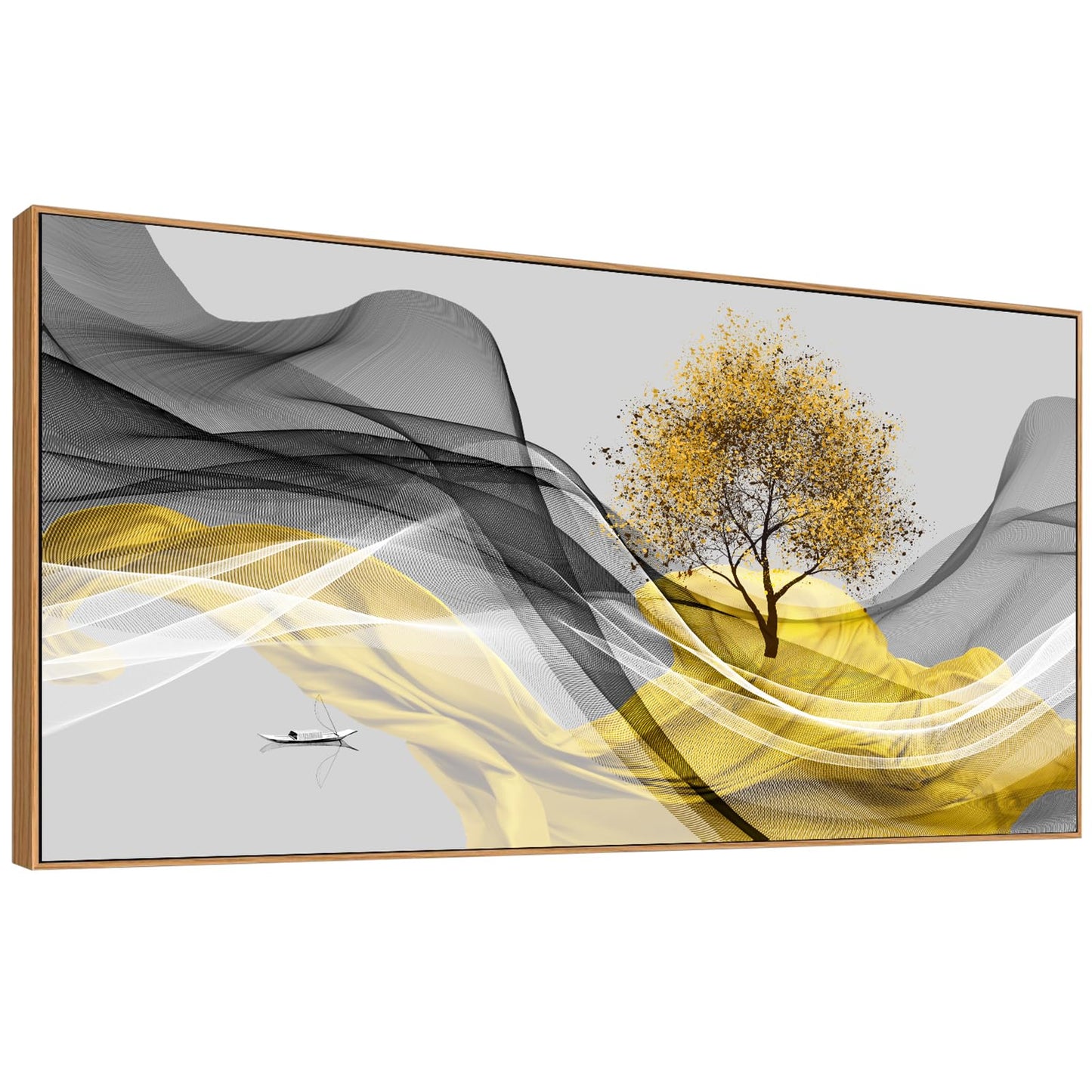 Tucai Decor Framed Wall Art Canvas Modern Light Luxury Abstract Ink Landscape Painting Artwork Waterproof Canvas Print Bedroom Home and Office Wall Art for living Room Wall Decor 24x48inch