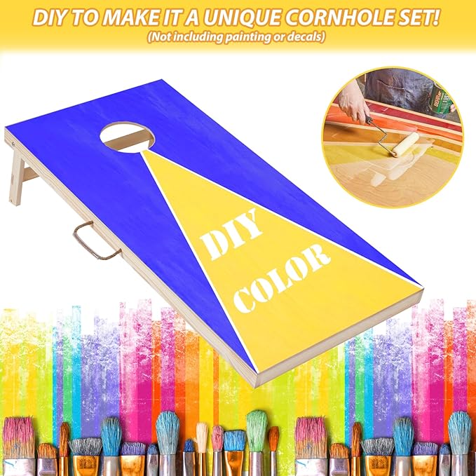 Cornhole Set 4'x2' Cornhole Board Sets with Bags Regulation Size, Corn Hole Games for Adults Outdoor Bean Bag Toss Game, Solid Wood