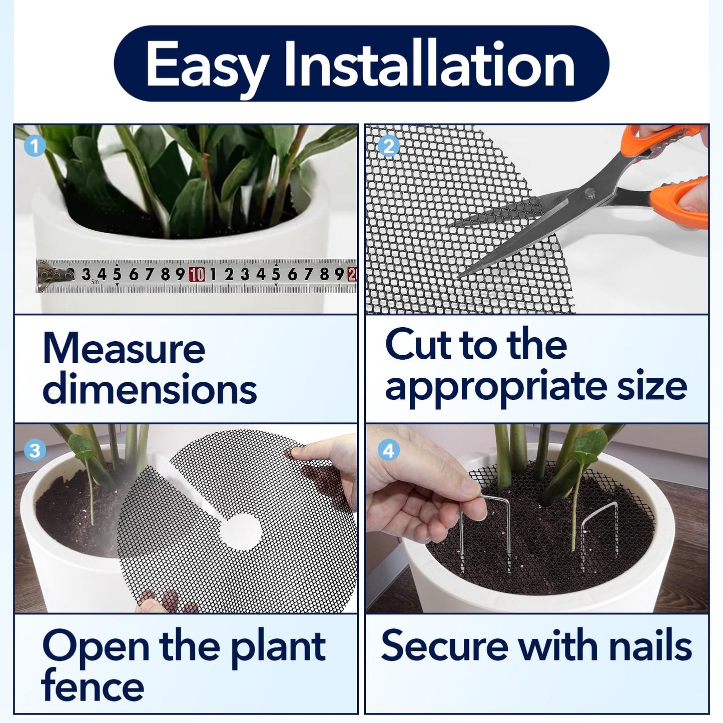 CuraceQ 8PCS 15.7 Inch Plant Pot Grids and 8PCS 11.8 Inch Plant Pot Grids Includes 48 Ground Stakes, Plant Pot Soil Cover Protectors from Animals
