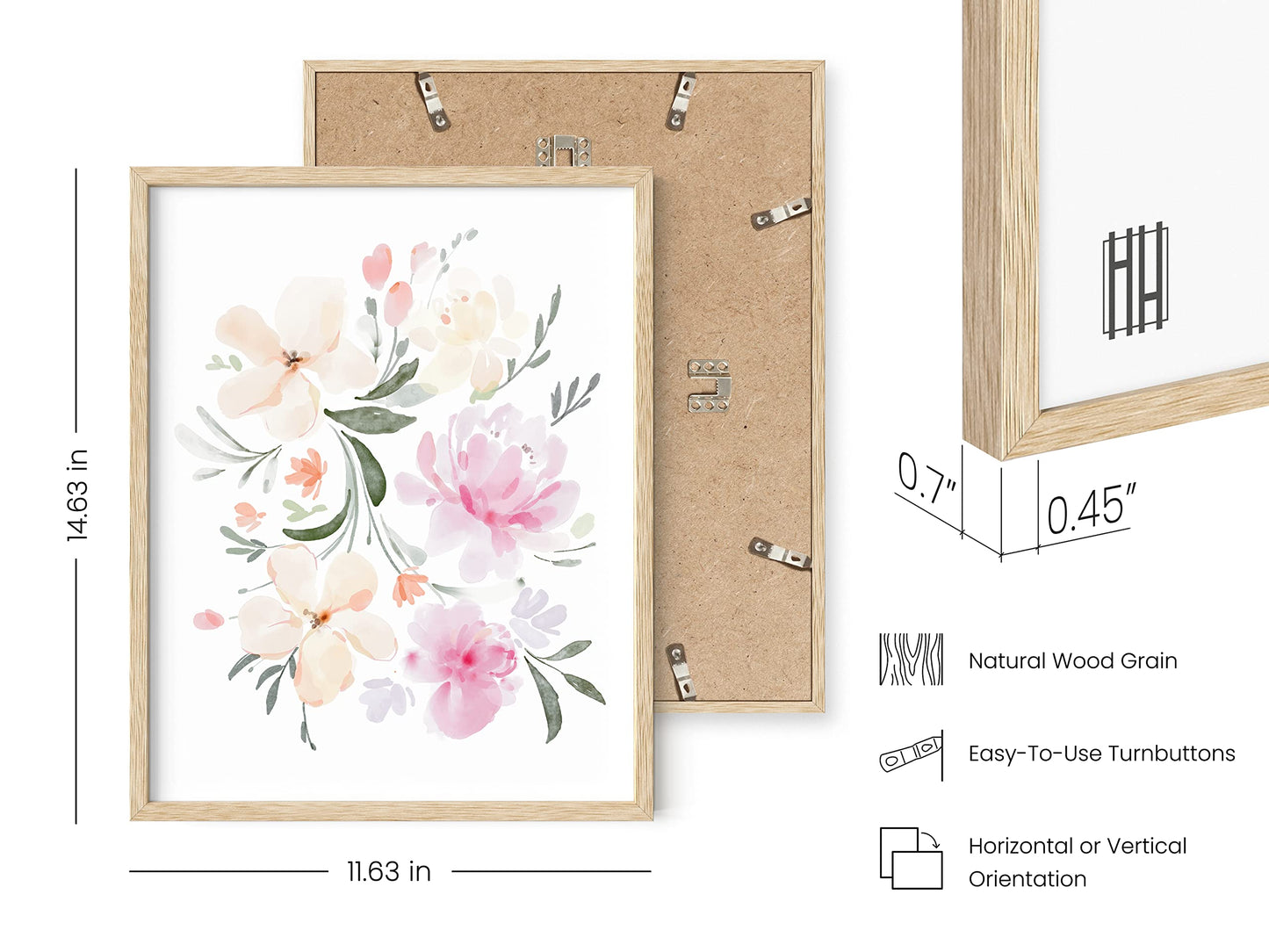 HAUS AND HUES Flower Wall Decor - Set of 4 Floral Wall Art, Framed Bouquet Pictures for Living Room, Bedroom, and Kitchen, Flower Pictures Wall Decor (Framed Beige, 11x14)