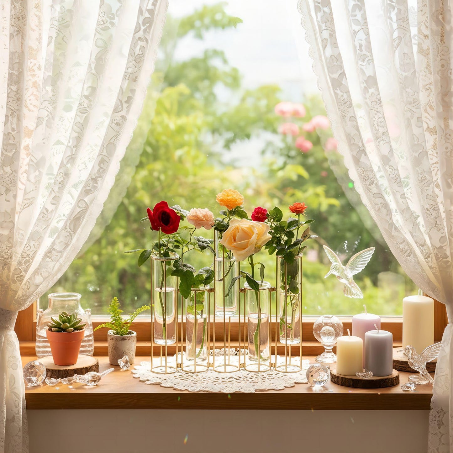 nother Bigsee Test Tube Vase for Flowers, Glass Vase with Metal Stand Racks Hydroponic Test TubeVase Set of 5, Gold Hinged Plant Vases Display Set Table Centerpieces Vase for Home Decor (Gold)