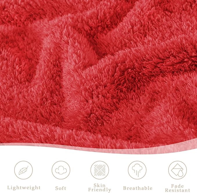 Exclusivo Mezcla Fleece Bed Blankets Queen Size, Ultra Soft, Lightweight and Fuzzy Red Blanket for Women, Home Decor, 90x90 Inches